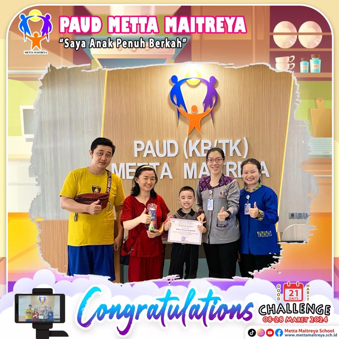 Penyerahan Piagam & Hadiah Challenge 21 Days Good & Healthy Habit Challenge bulan Maret 2024 | TK METTA MAITREYA